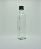 24 x 250 ml leere Glasflaschen Maraska Likörflaschen Flasche 0,25 L Eckig Gold 